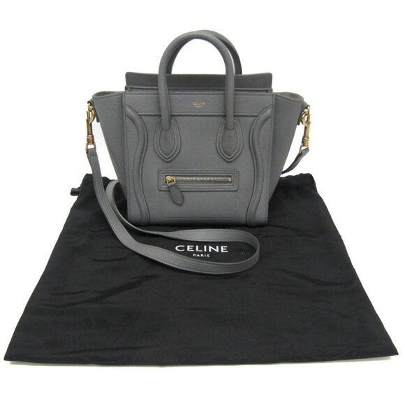 CELINE Gray Leather Shoulder Bag - Picture 2 of 16